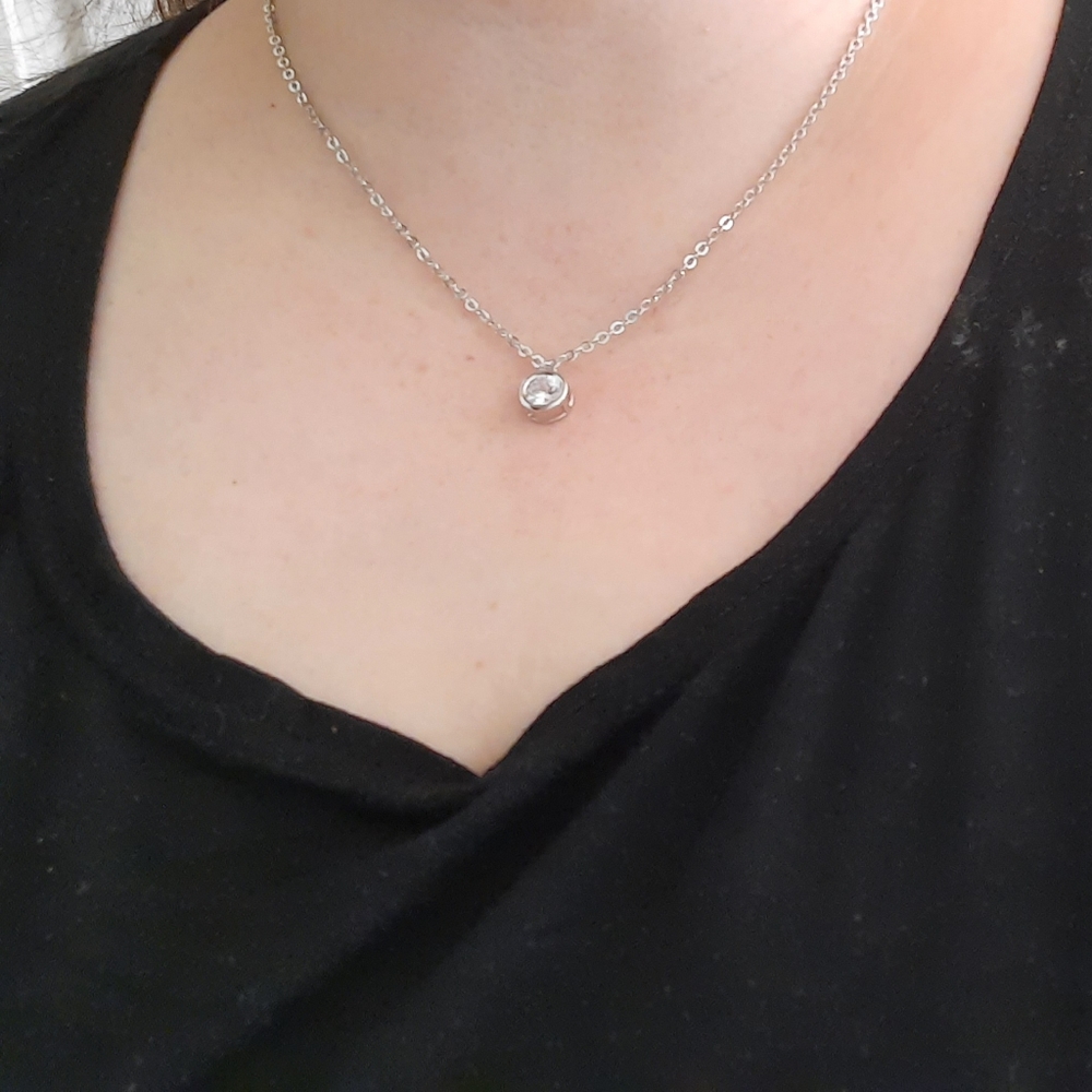 Faux Diamond Pendant Necklace